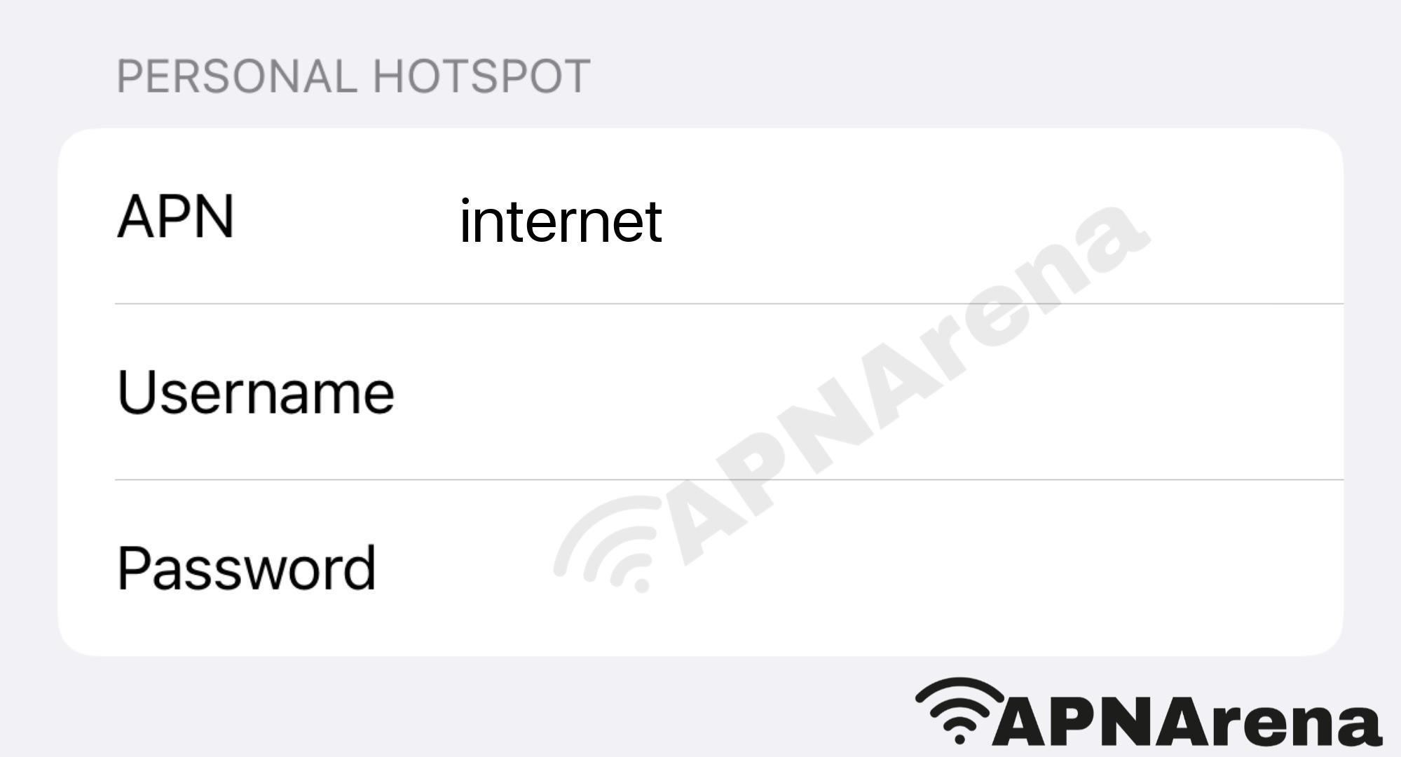 Wrazzle Personal Hotspot Settings for iPhone